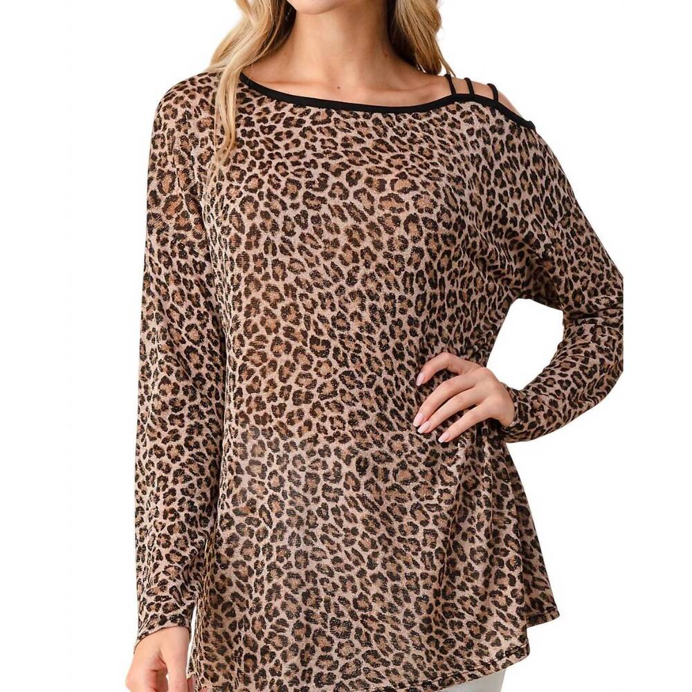 NEW BLUMIN shimmering leopard top in brown
